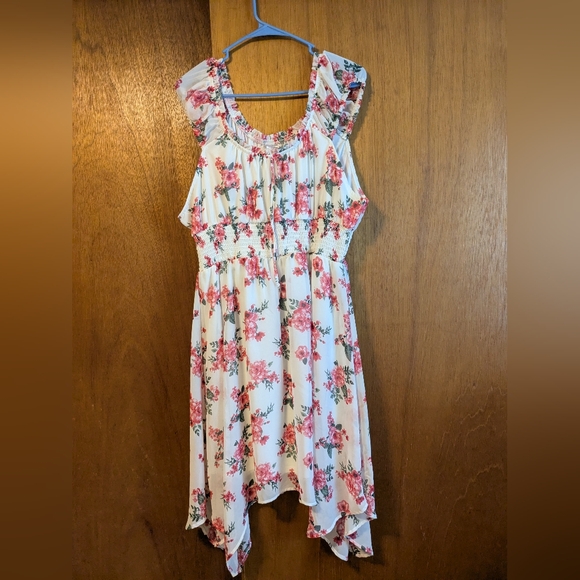 No Boundaries Floral Kids Dress - Cream and Pink - Picture 1 of 3